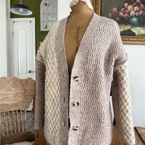 Zara beige and Cream Knit fisherman Cardigan